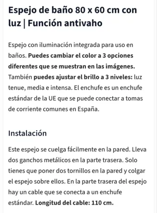 Espejo Baño LED Ovalado 60x80cm No hago envíos