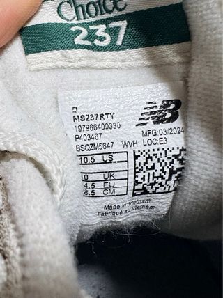 New Balance 237 Beige/Verde Talla 45