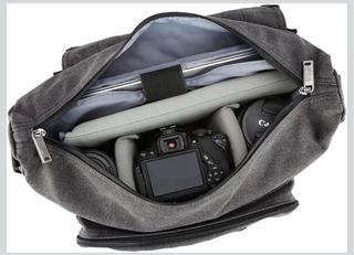 Bolso cámara fotos tipo cartero gris