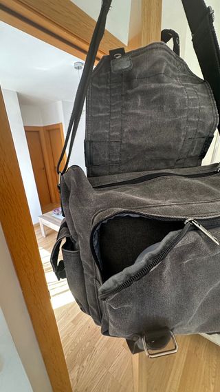 Bolso cámara fotos tipo cartero gris