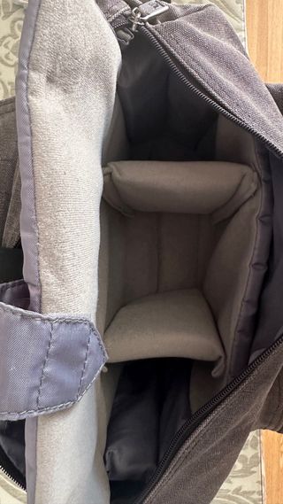 Bolso cámara fotos tipo cartero gris