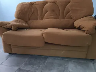 Sofá de 2 plazas tela naranja