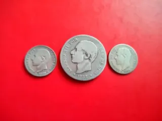 Lote 7 Monedas: Plata Alfonso XII y Guerra Civil