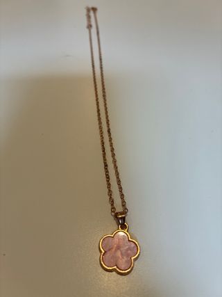 Pendientes flor rosa y dorado