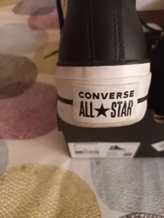 Sneakers Converse Piattaforma Nere in Pelle