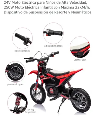 Moto Eléctrica Infantil Roja y Negra