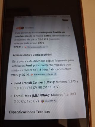 Manguera Calefacción Gates 02-2121 Ford