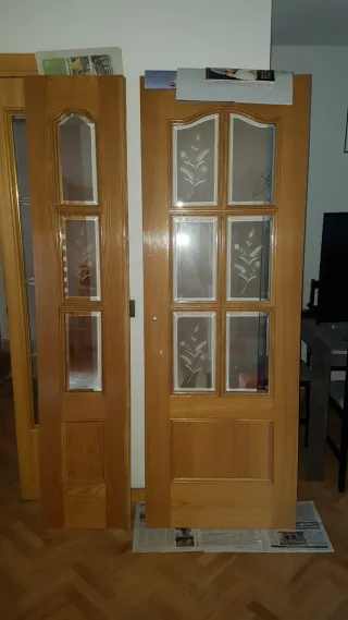 Puertas de roble con cristal