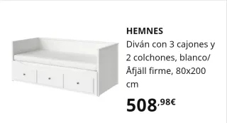 Sofá Cama Blanco con Cajones