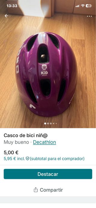 Casco infantil morado para bici o patines