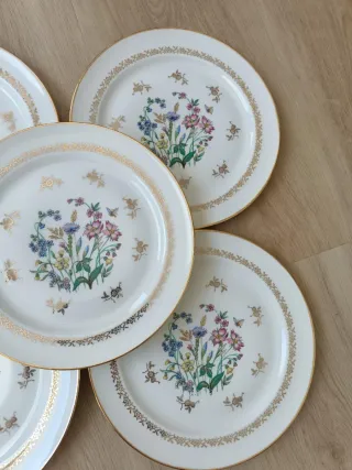 5 Piatti piani in porcellana fine Limoges firmati L.F