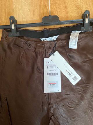 Pantalón Zara Seda Marrón Talla S