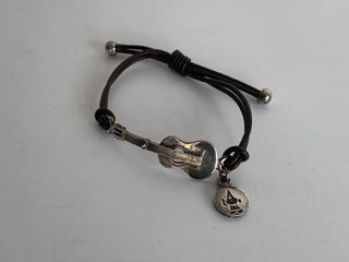 Pulsera cuero guitarra plata