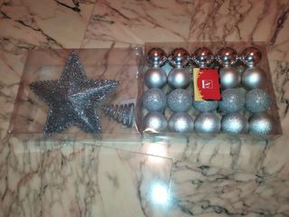 Lotto nuovo accessori x albero di Natale argento