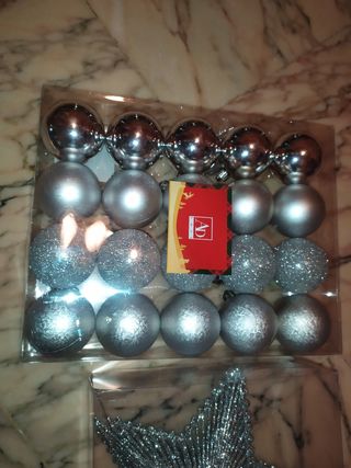 Lotto nuovo accessori x albero di Natale argento