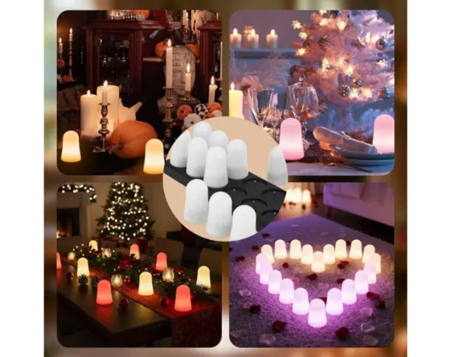 Pack 12 Velas LED RGB Calentador Plano