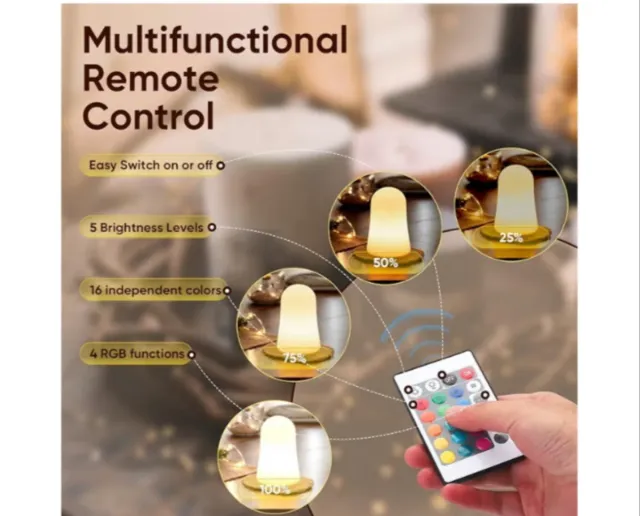 Pack 12 Velas LED RGB Calentador Plano