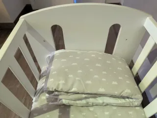 Minicuna colecho madera blanca