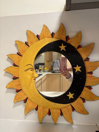 Espejo Sol y Luna Madera