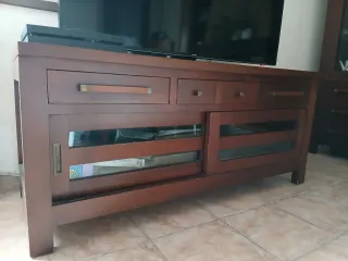 Mueble TV madera maciza pino moka