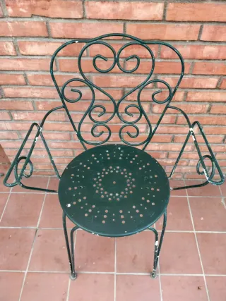 4 Sillas de forja verdes