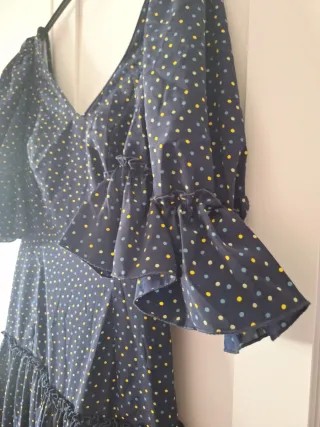 Vestido Rociero Flamenco Azul y Amarillo