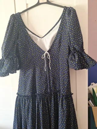 Vestido Rociero Flamenco Azul y Amarillo