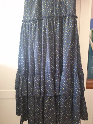 Vestido Rociero Flamenco Azul y Amarillo