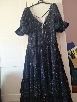 Vestido Rociero Flamenco Azul y Amarillo
