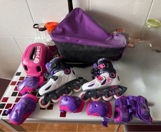 Pattini inline e attrezzatura di protezione per bambini