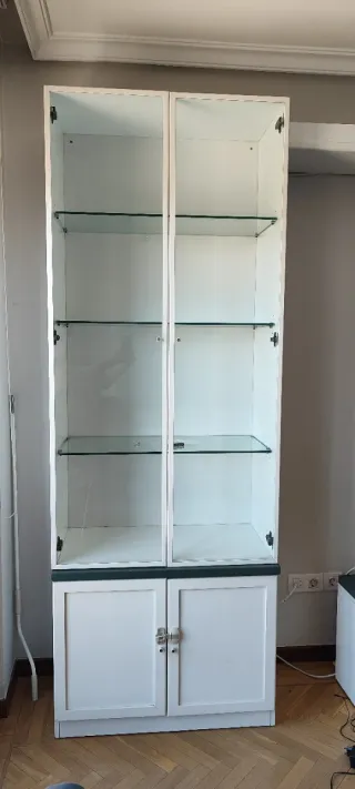 Armario blanco y verde con puertas
