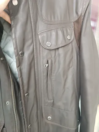 Cazadora Polipiel Marrón Zara Hombre