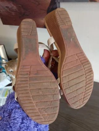 Sandalias Beige y Doradas con Flores