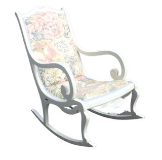 Mecedora de madera con tapizado floral
