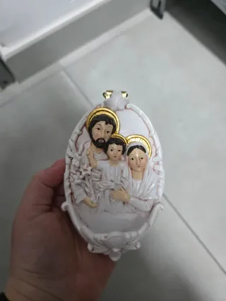 Acquasantiera Sacra Famiglia Oro Bianco