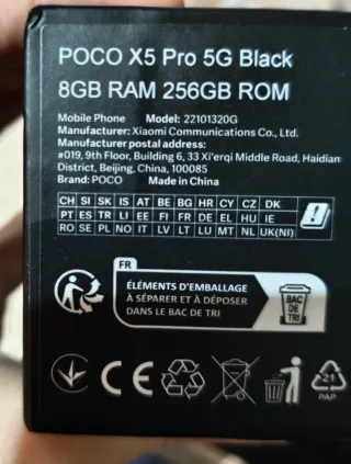 Poco X5 Pro 5G 8GB RAM 256GB Almacenamiento