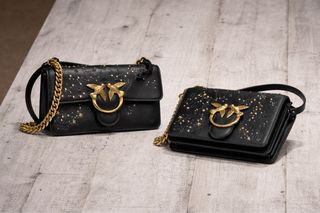 Borsa Pinko Nera con Stelle e Uccelli