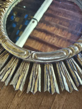 Espejo Sol Madera Dorado