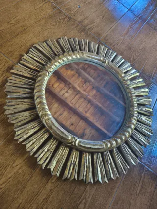 Espejo Sol Madera Dorado