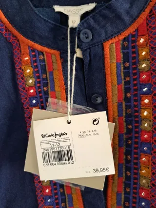 Vestido vaquero niña T.11-12 bordado