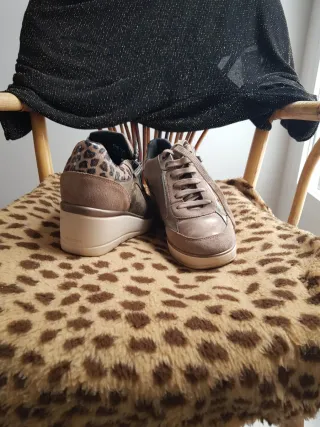 Zapatillas Geox Marrón y Plateadas