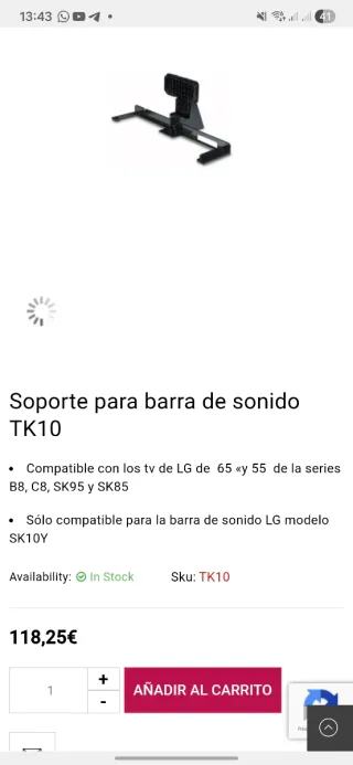 Soporte Barra Sonido LG TK10
