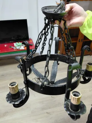 Lámpara forja rústica negra