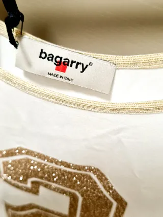 Canotta Bagarry donna bianca con glitter oro