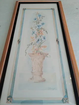 Cuadro floral acuarela 78x36 cm