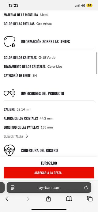 Gafas de sol Ray-Ban Aviator 52