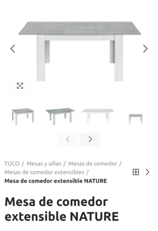 Mesa de comedor extensible gris y blanca
