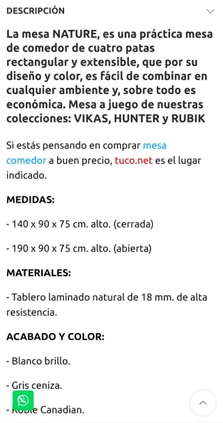 Mesa de comedor extensible gris y blanca