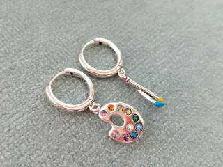 Pendientes aro acuarela plata de ley