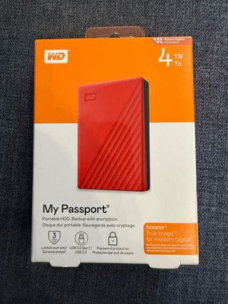WD My Passport Disco Duro Externo 4TB Rojo
